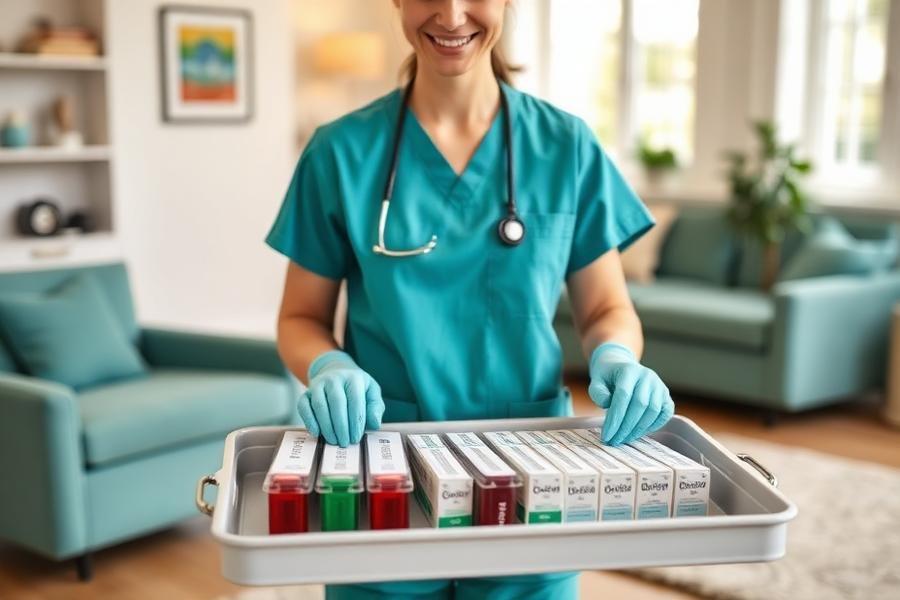 Nurse preparing sterile blood collection supplies at home