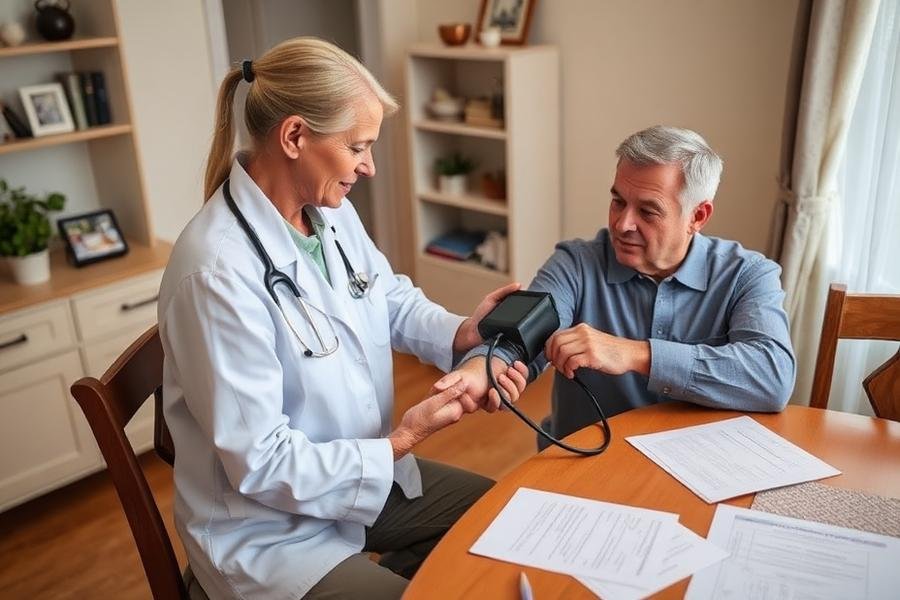 Nurse performing an insurance paramedical exam