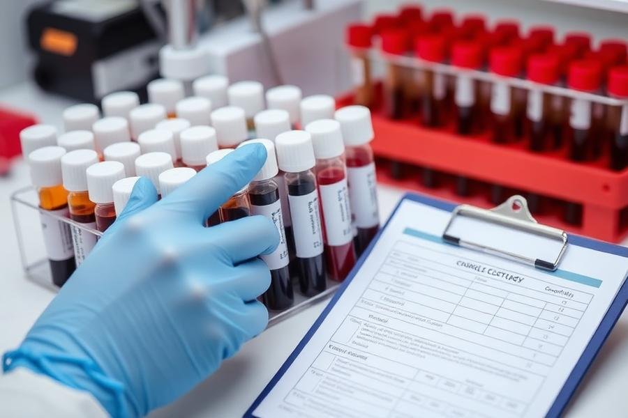 Laboratory sample vials with chain-of-custody paperwork